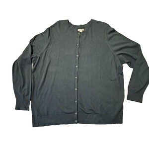 NWT Croft &Barrow Cardigan Womens Dark Green Crew Neck Long Sleeve Plus 2X